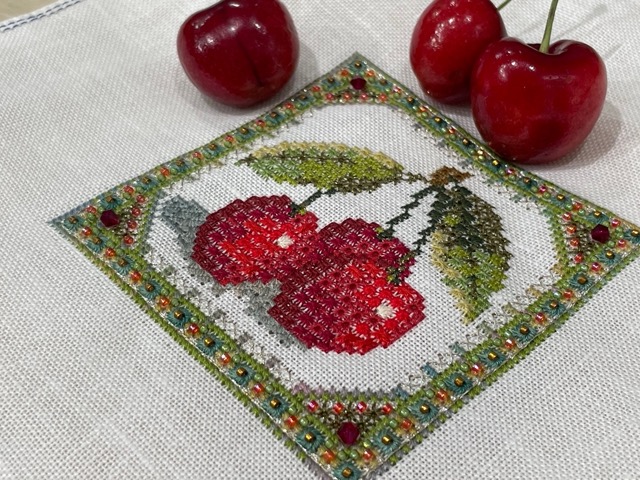Summer Fruit 4: Cherries, stitched by Tetyana Kucherina