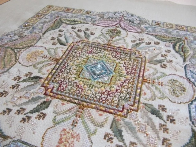 The Hydrangea Autumn Fog Mandala, stitched by Svetlana Lesnikova
