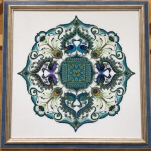 The Sparkling Peacock Mandala, stitched by Elena Kolodina