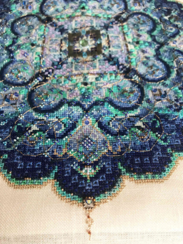 Blue Moroccan Lace Stitched by Sarah King