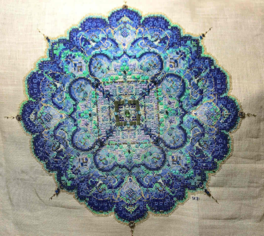 Blue Moroccan Lace Stitched by Sarah King